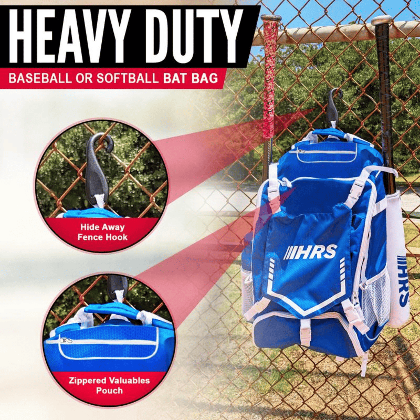 Elevate Your Game with the Stylish Royal Blue & White Baseball/Softball Bat Bag Backpack