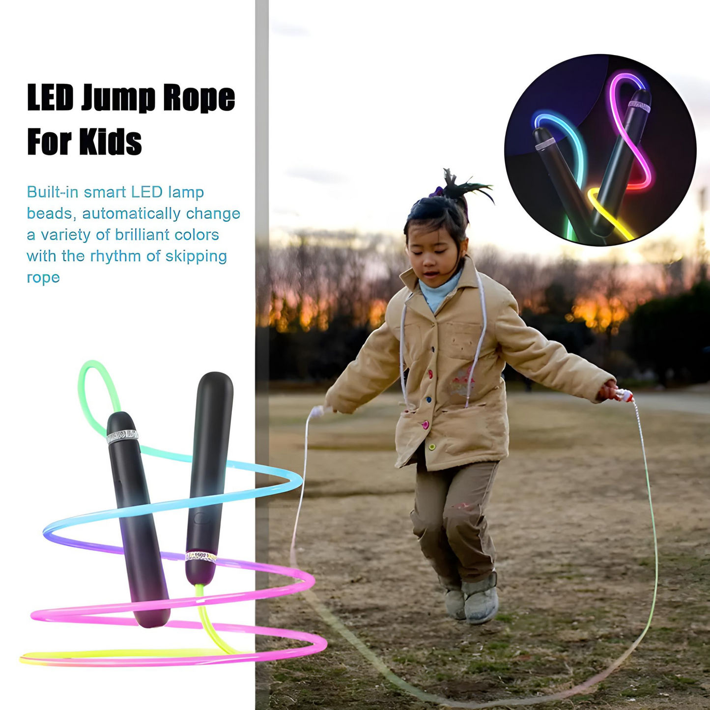 Begeisterndes LED Springseil mit Farbwechsel – USB Wiederaufladbar für Kinder und großartige Fitness!